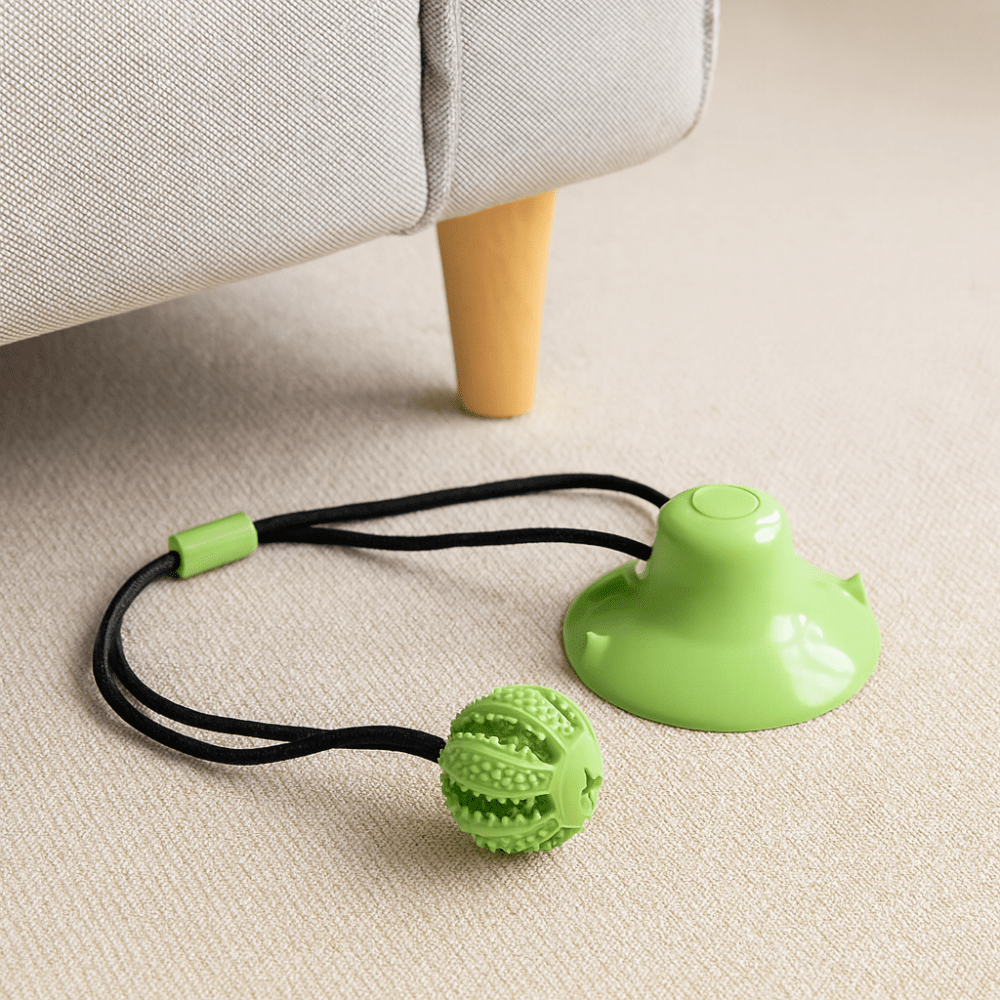 Jouet à Mâcher Interactif pour Chiens – Balle Puzzle avec Ventouse, Distributeur de Nourriture et Nettoyage des Dents